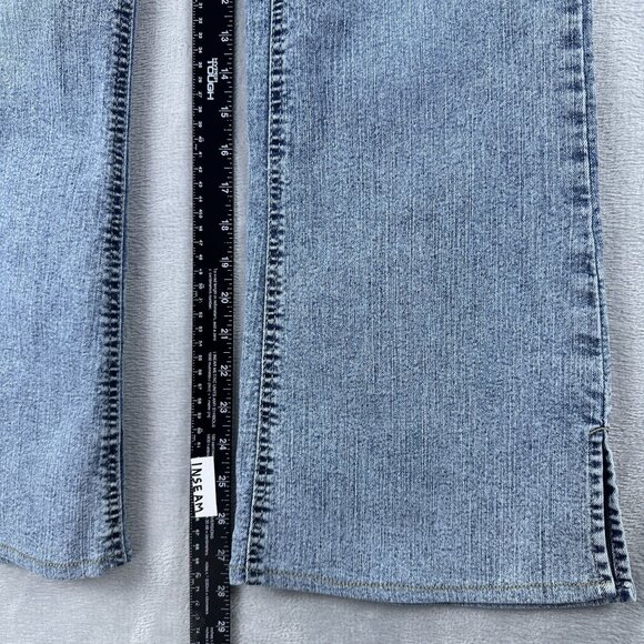 Venus Flare Leg Jeans Womens Size 10 Ankle Slit Button Fly Acid Wash Blue - Picture 9 of 12